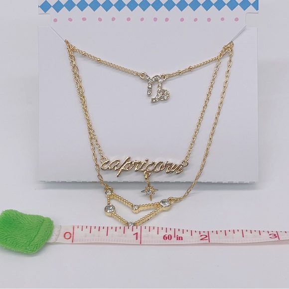 BP. Crystal Zodiac Triple Layer Pendant Necklace Capricorn Gold NIB - Picture 7 of 8